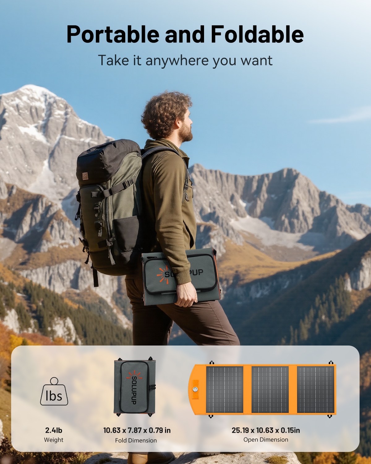 Solar Panels 30W Portable Foldable Solar Charger with 5V USB-A and USB-C Fast