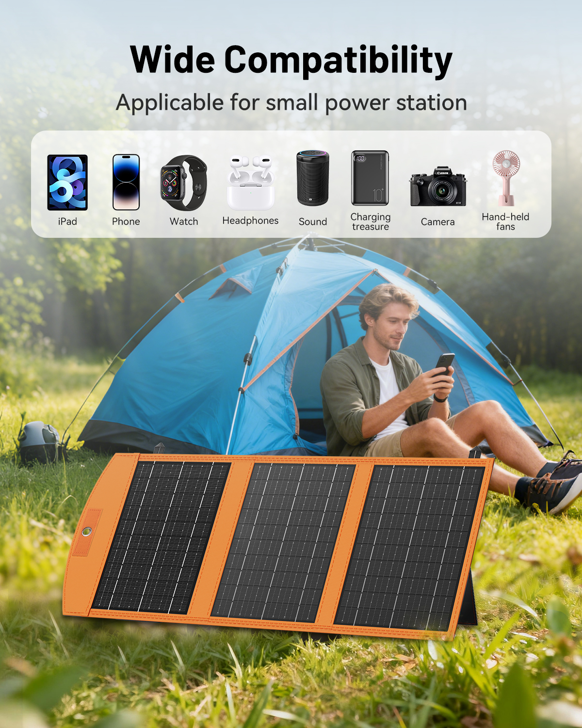 Solar Panels 30W Portable Foldable Solar Charger with 5V USB-A and USB-C Fast