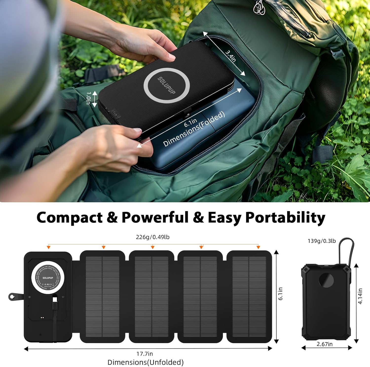 Solar Panels Power Banks - PBS32H-5 with 5.5W Solar Panels and 5000mAh Removable Battery