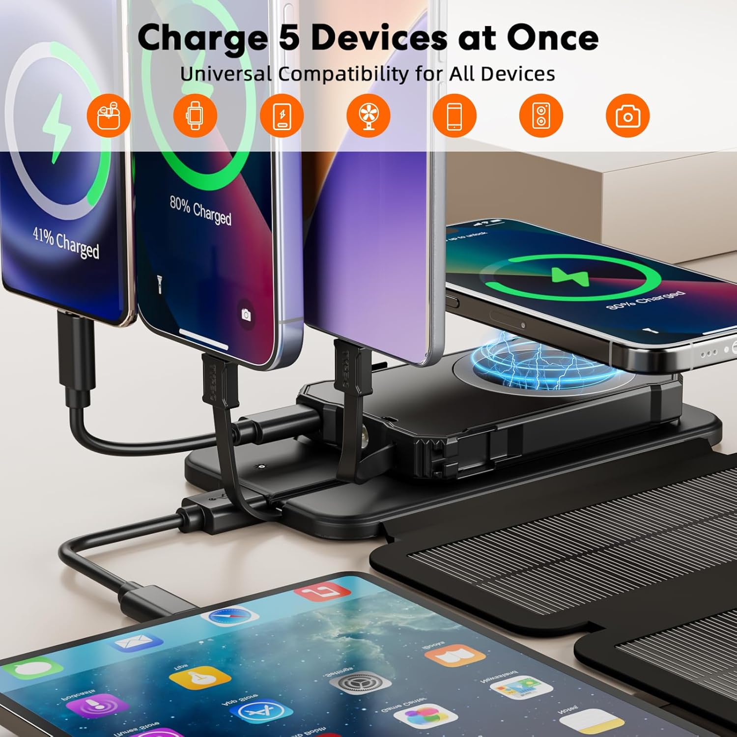 Solar Panels Power Banks - PBS32H-5 with 5.5W Solar Panels and 5000mAh Removable Battery