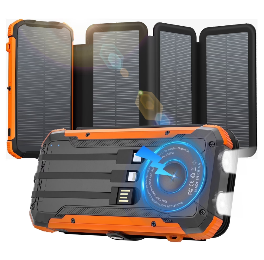 New Promotion IP68 Waterproof Wireless Solar Power Bank 30000mAh Portable Solar Phone Charger for Outdoor Travel-quacoa
