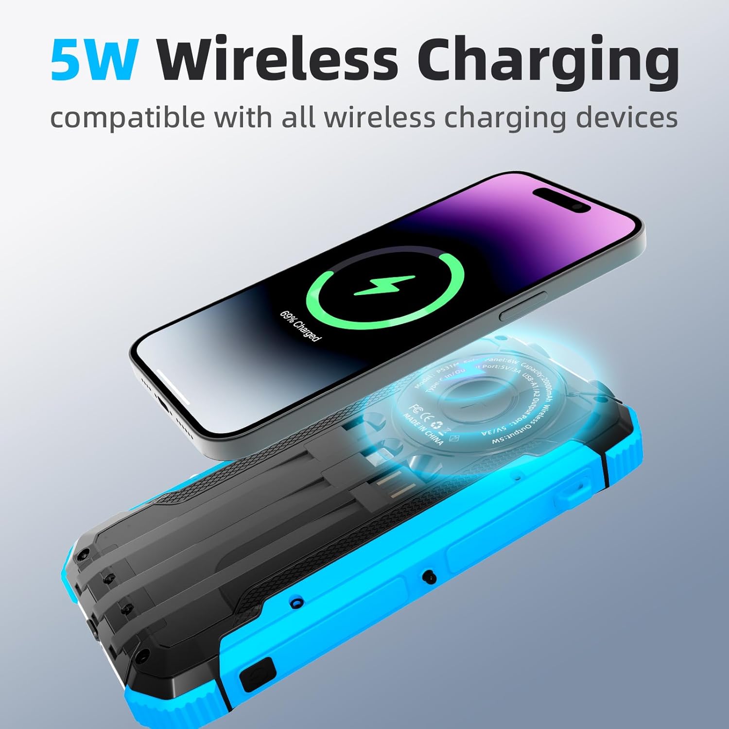 New Promotion IP68 Waterproof Wireless Solar Power Bank 30000mAh Portable Solar Phone Charger for Outdoor Travel-quacoa
