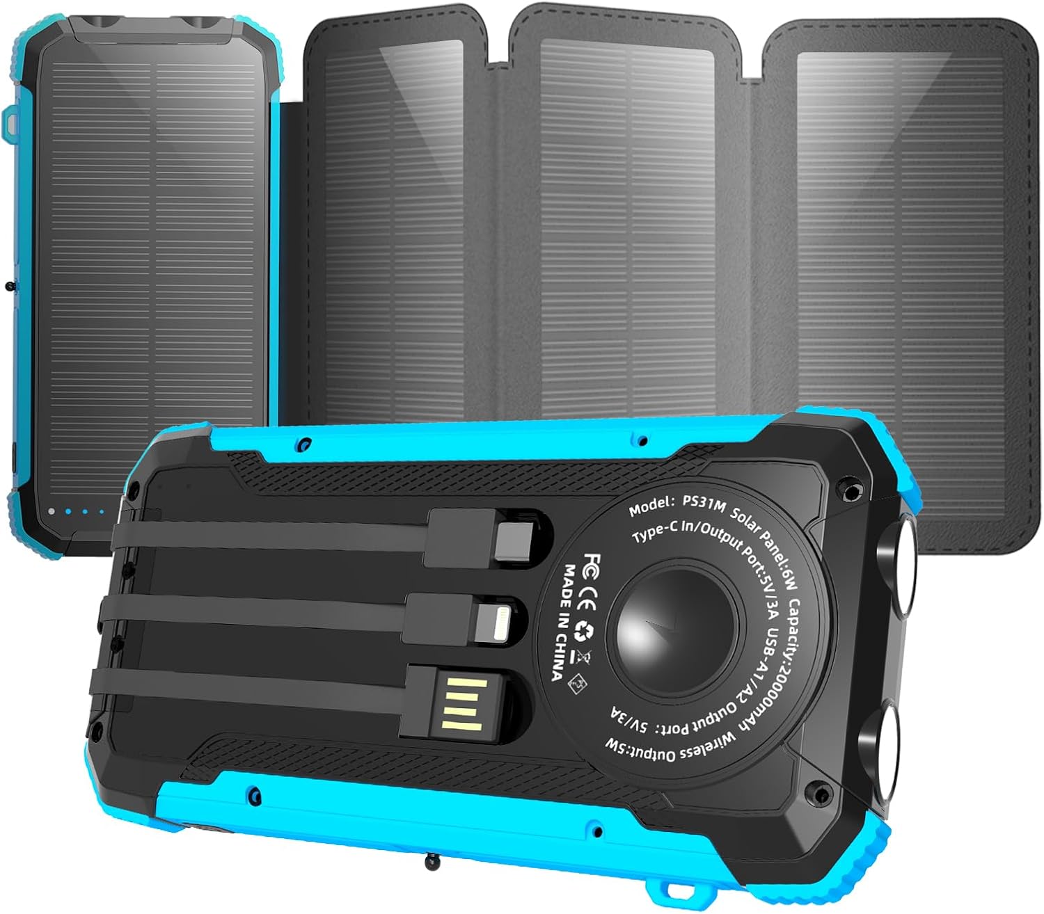 New Promotion IP68 Waterproof Wireless Solar Power Bank 30000mAh Portable Solar Phone Charger for Outdoor Travel-quacoa