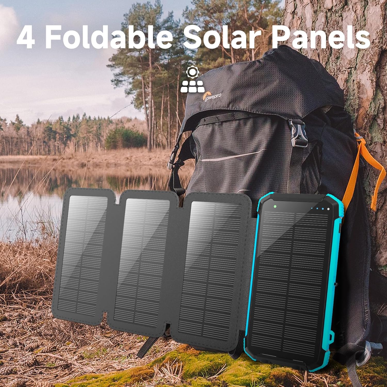 New Promotion IP68 Waterproof Wireless Solar Power Bank 30000mAh Portable Solar Phone Charger for Outdoor Travel-quacoa