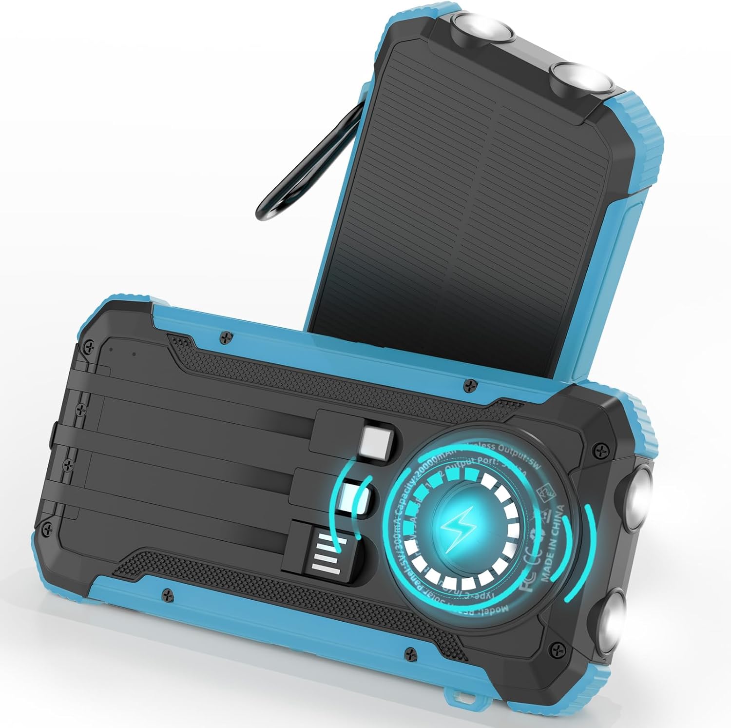 New Promotion IP68 Waterproof Wireless Solar Power Bank 30000mAh Portable Solar Phone Charger for Outdoor Travel-quacoa