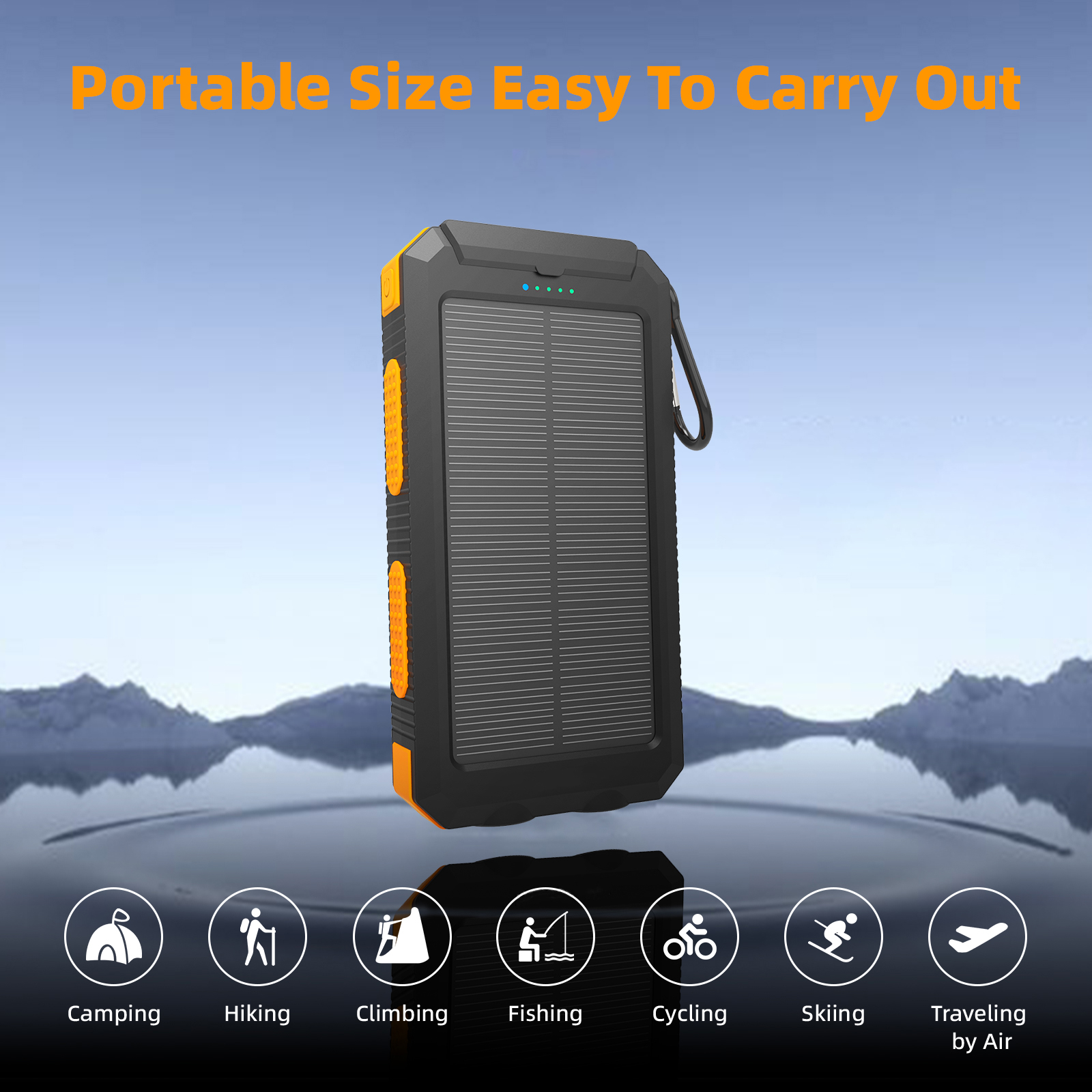 Solar Power Banks PS35K - 10000mAh with Built-in 4 Cables for Ultimate Portability