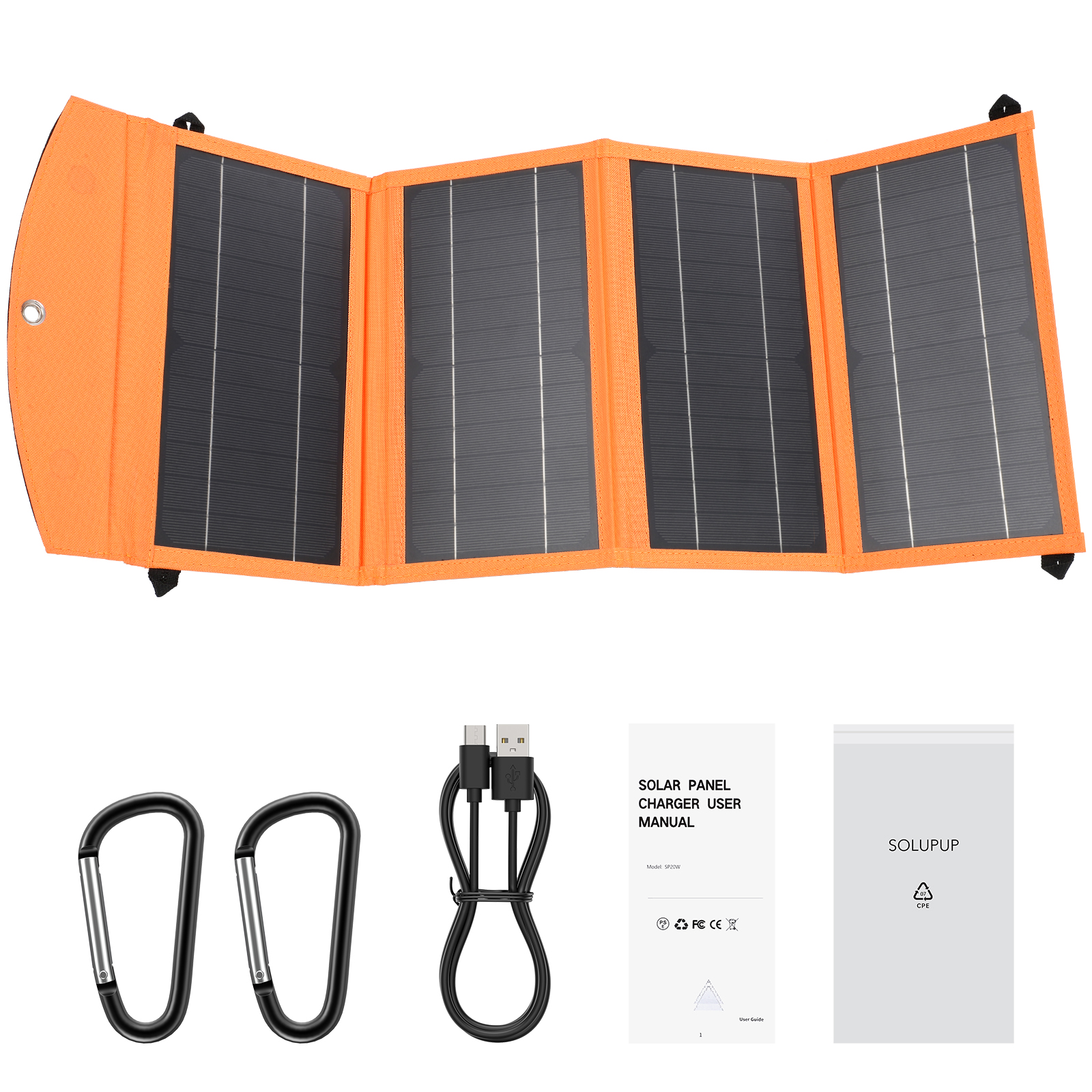30W Portable Foldable Solar Charger - Fast 5V USB-A & USB-C Solar Panels