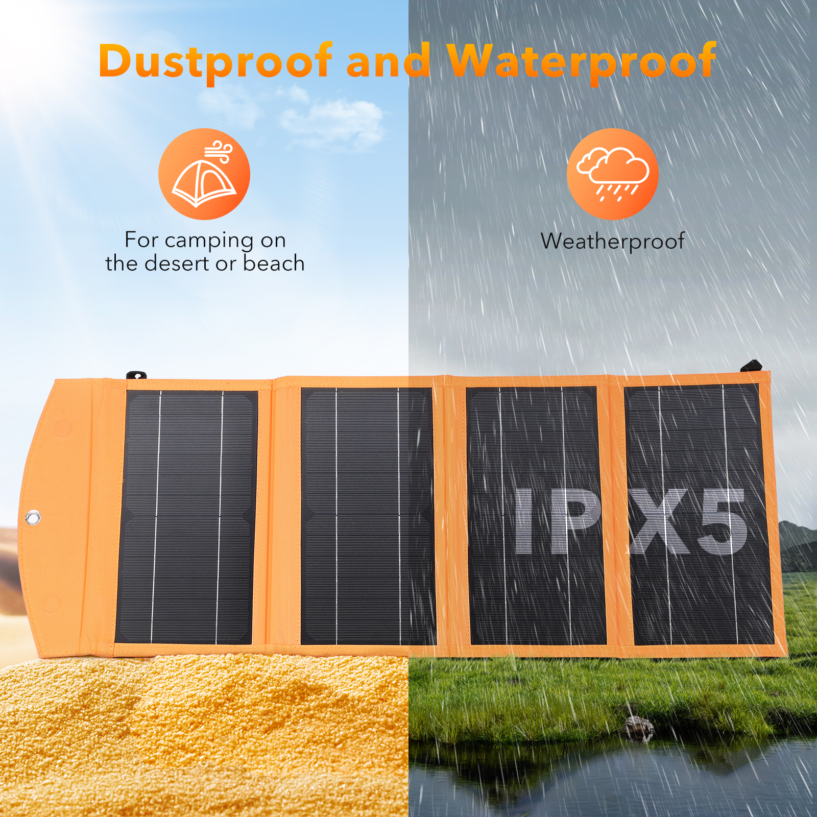 30W Portable Foldable Solar Charger - Fast 5V USB-A & USB-C Solar Panels