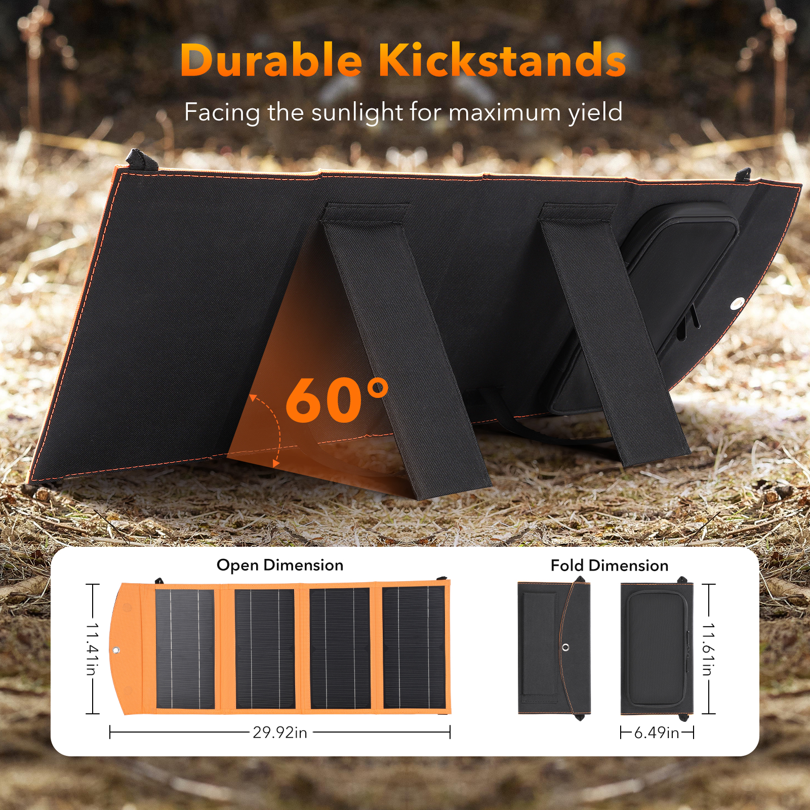 30W Portable Foldable Solar Charger - Fast 5V USB-A & USB-C Solar Panels