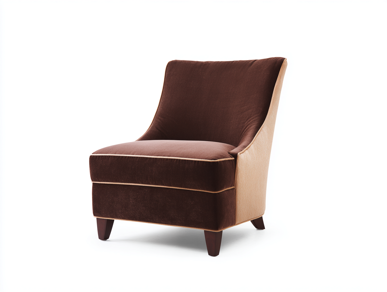 Poltrona imbottita in tessuto 75x80x85 cm - marrone-beige - design moderno per soggiorno-Snugena