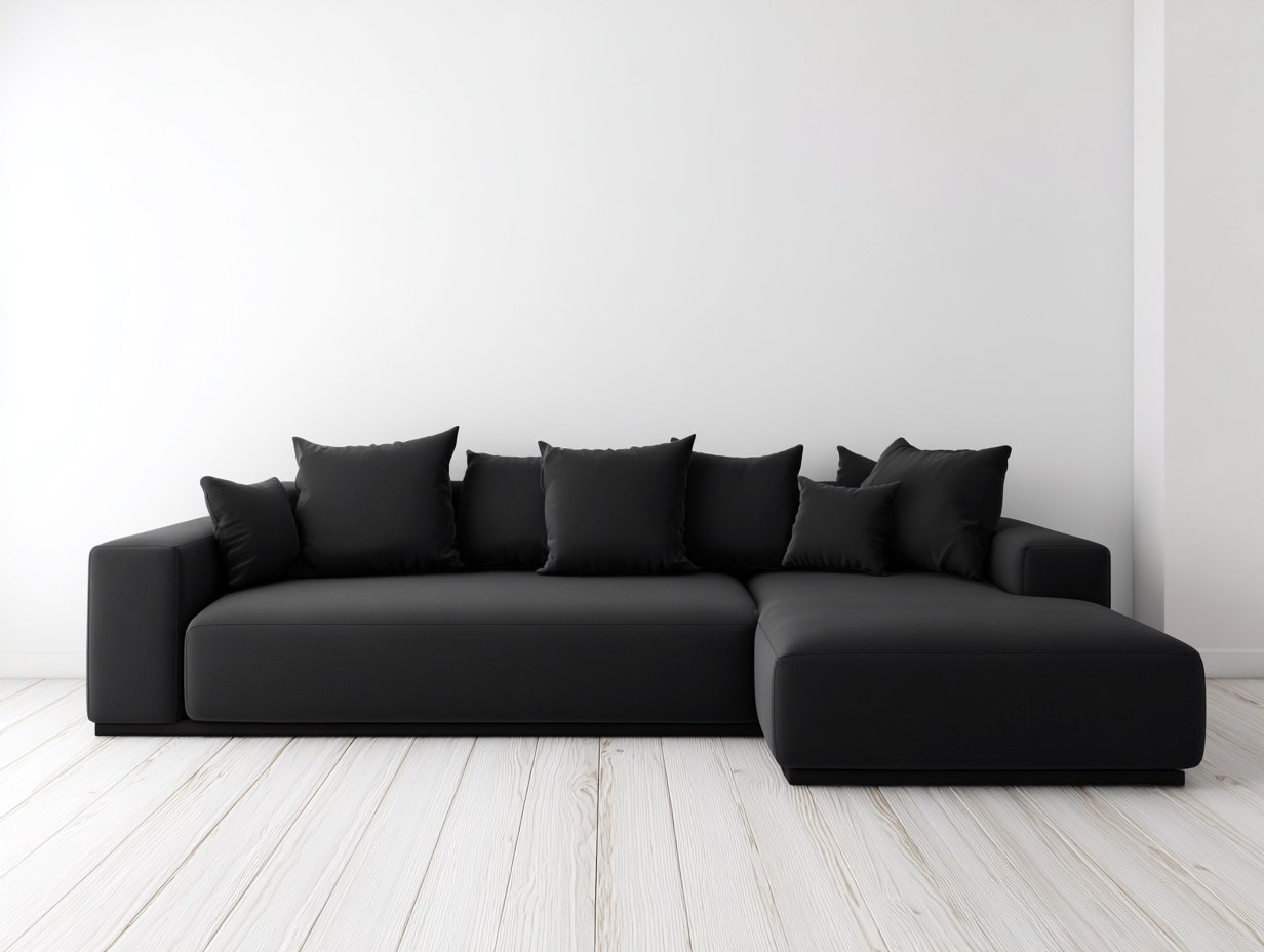 Divano angolare imbottito in tessuto 280x160x85 cm - nero - design moderno per soggiorno-Snugena