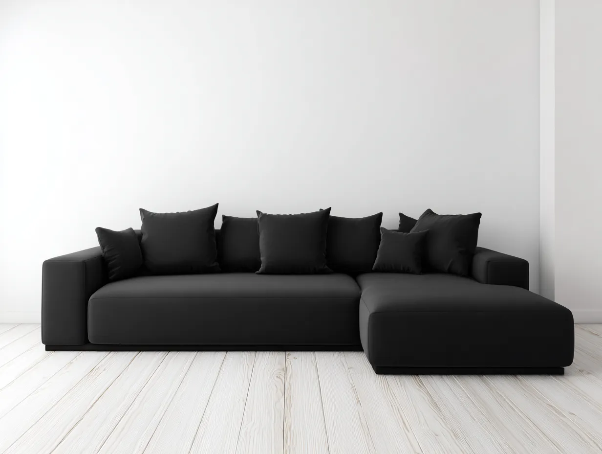 Divano angolare imbottito in tessuto 280x160x85 cm - nero - design moderno per soggiorno-Snugena