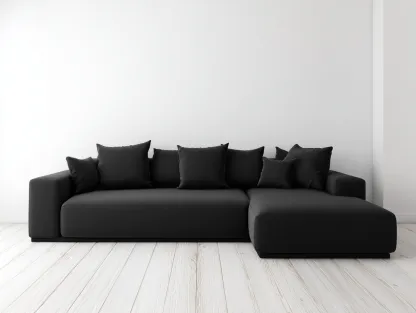 Divano angolare imbottito in tessuto 280x160x85 cm - nero - design moderno per soggiorno-Snugena