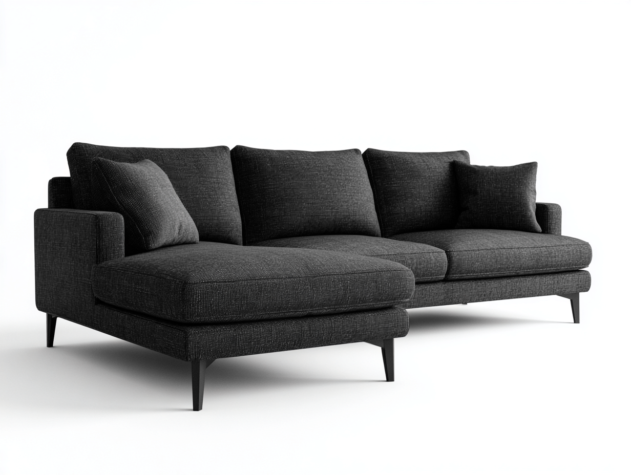 Divano angolare in tessuto 275x165x78 cm - grigio scuro - design moderno per soggiorno-Snugena