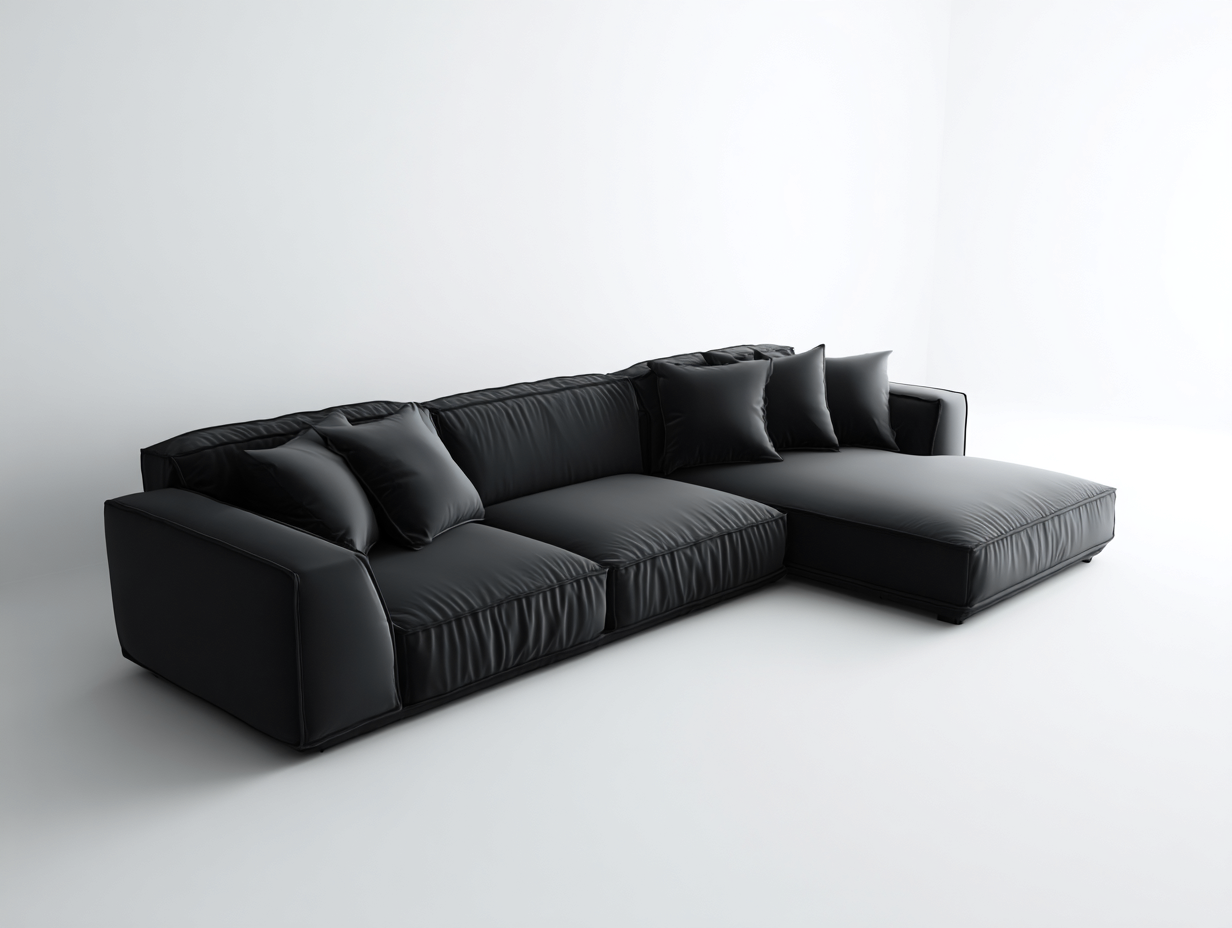 Divano angolare in pelle 280x180x75 cm - nero - design moderno per soggiorno-Snugena