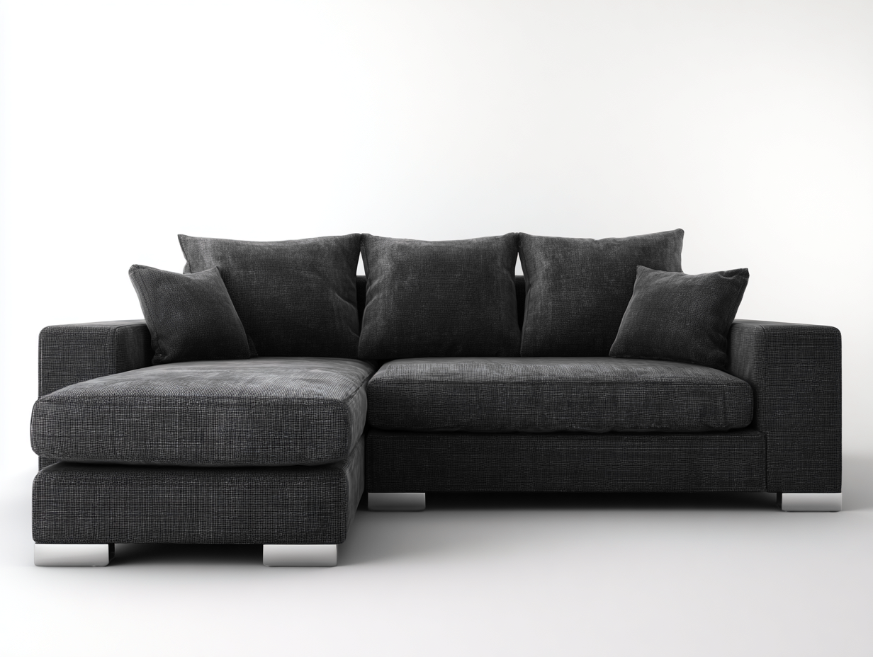 Divano angolare imbottito in tessuto 260x160x85 cm - grigio scuro - design moderno per soggiorno-Snugena