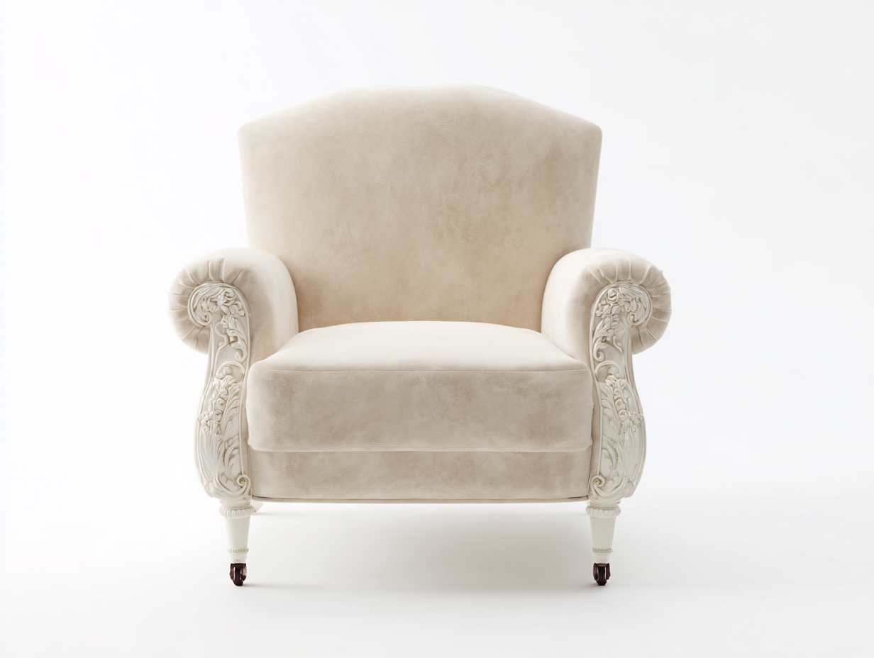 Poltrona imbottita in tessuto 75x80x90 cm - Avorio - Stile classico per soggiorno e camera-Snugena