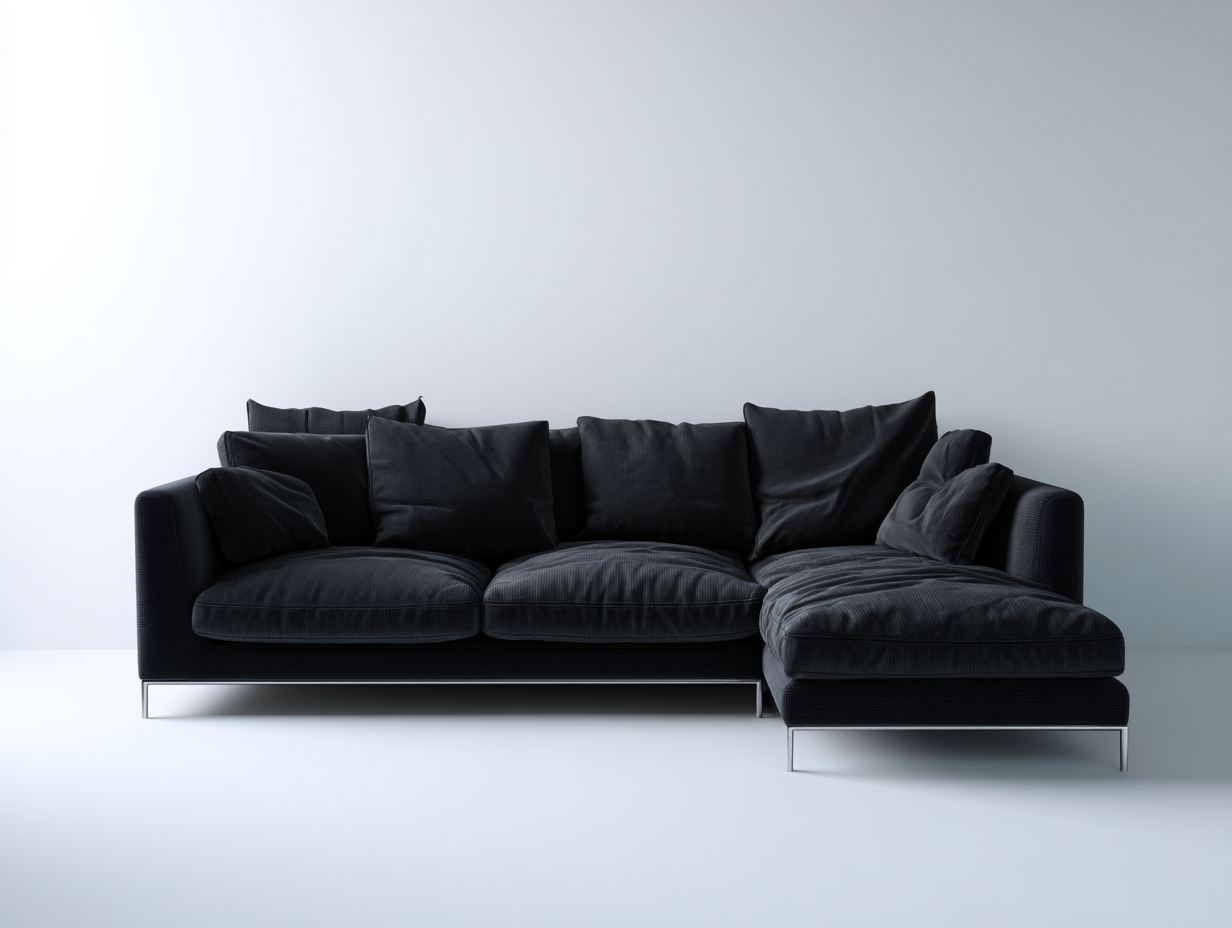 Divano angolare in tessuto 280x180x90 cm - nero - design moderno-Snugena