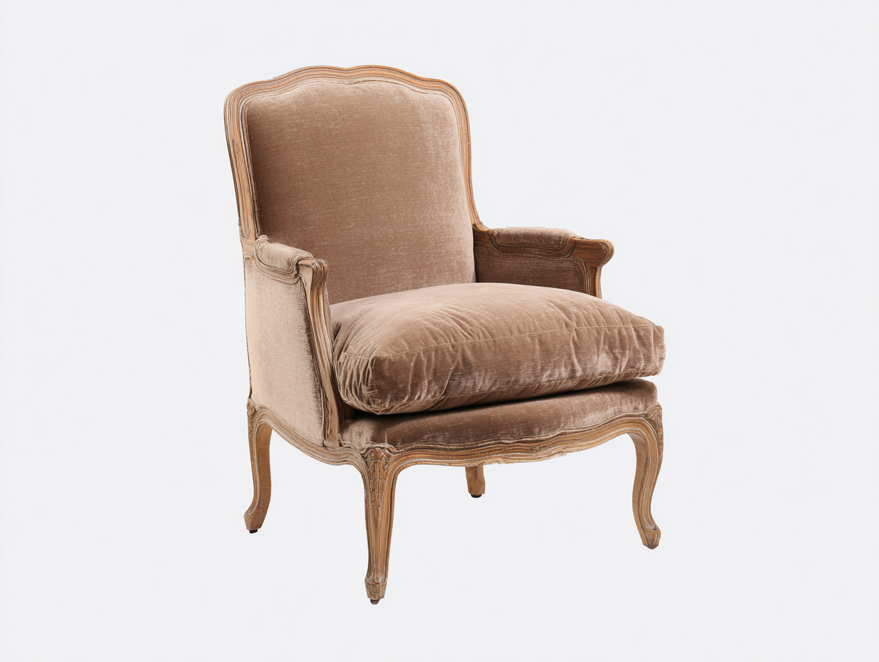 Poltrona imbottita in tessuto con struttura in legno 75x80x95 cm - beige-marrone - design classico per soggiorno-Snugena