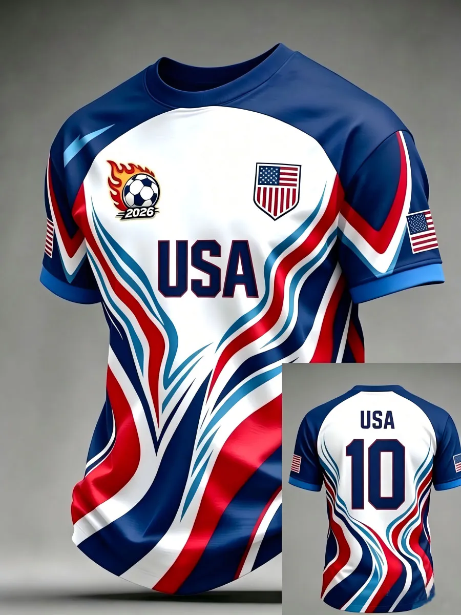 2026 World Cup-Men'S USA Football Lover Art Printed Polo Shirt