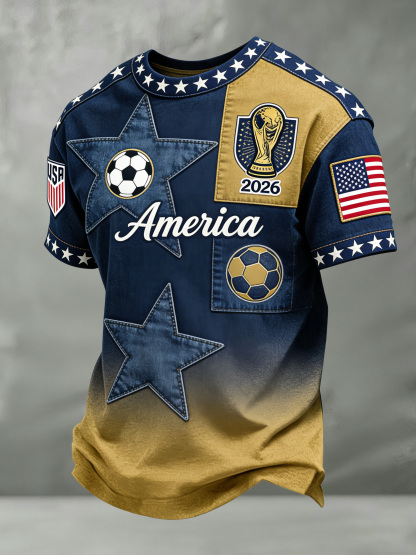2026 World Cup-Men's American Soccer Support Print Fan T-Shirt