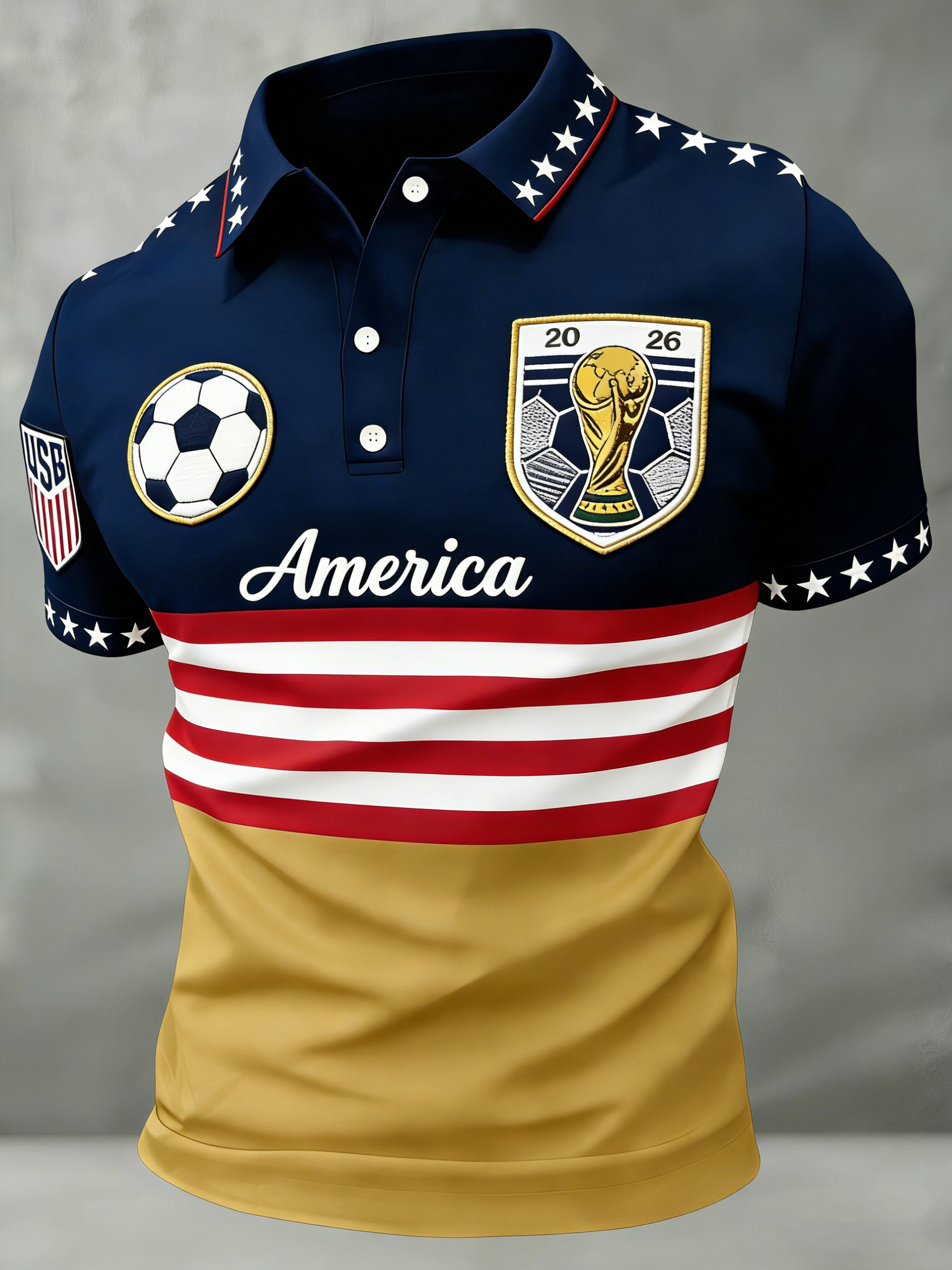 2026 World Cup-Men's American Football Cheering Print Fan Polo