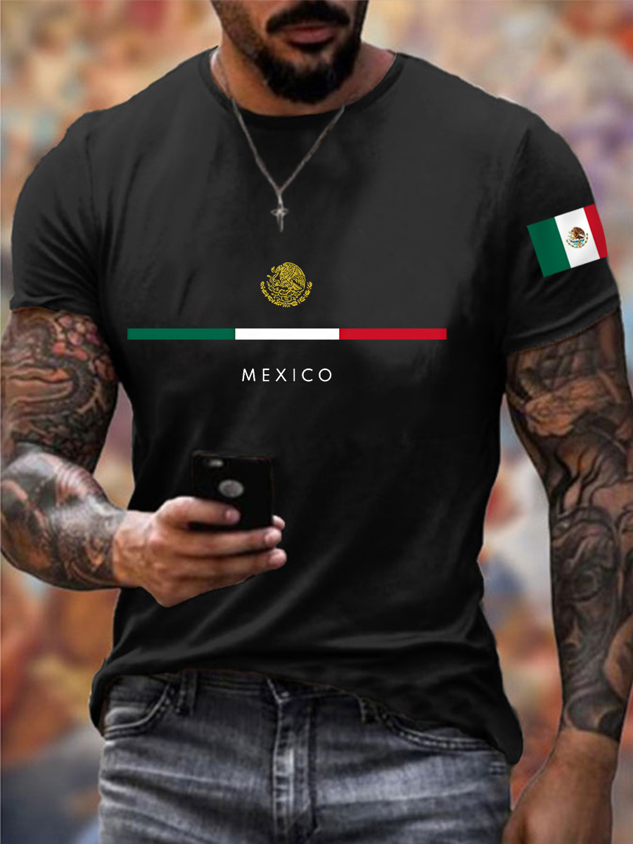 2026 World Cup-Men's Mexico Falg Print Casual Tee