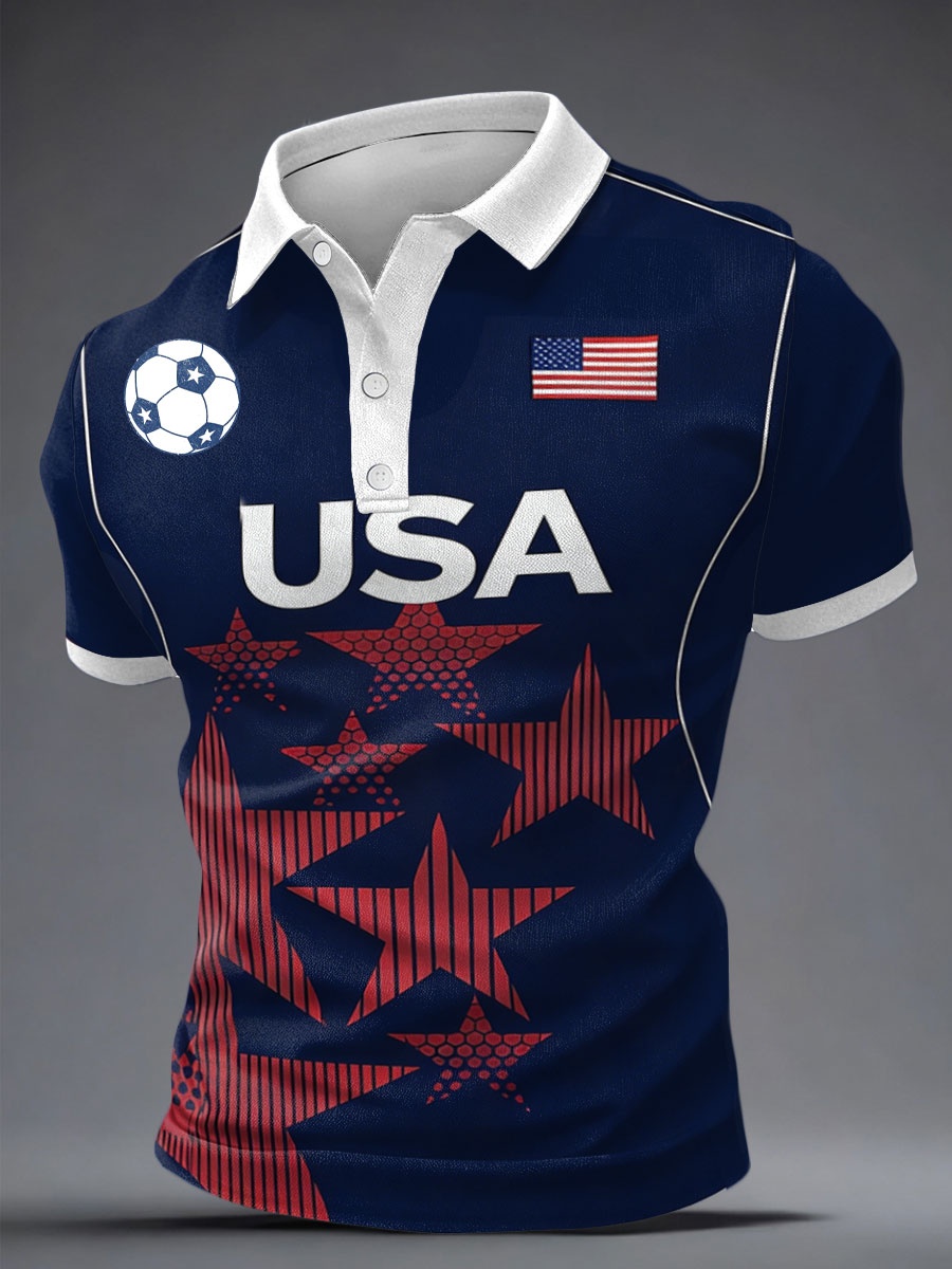 2026 World Cup-Men's USA Football Lover Printed Casual Tops