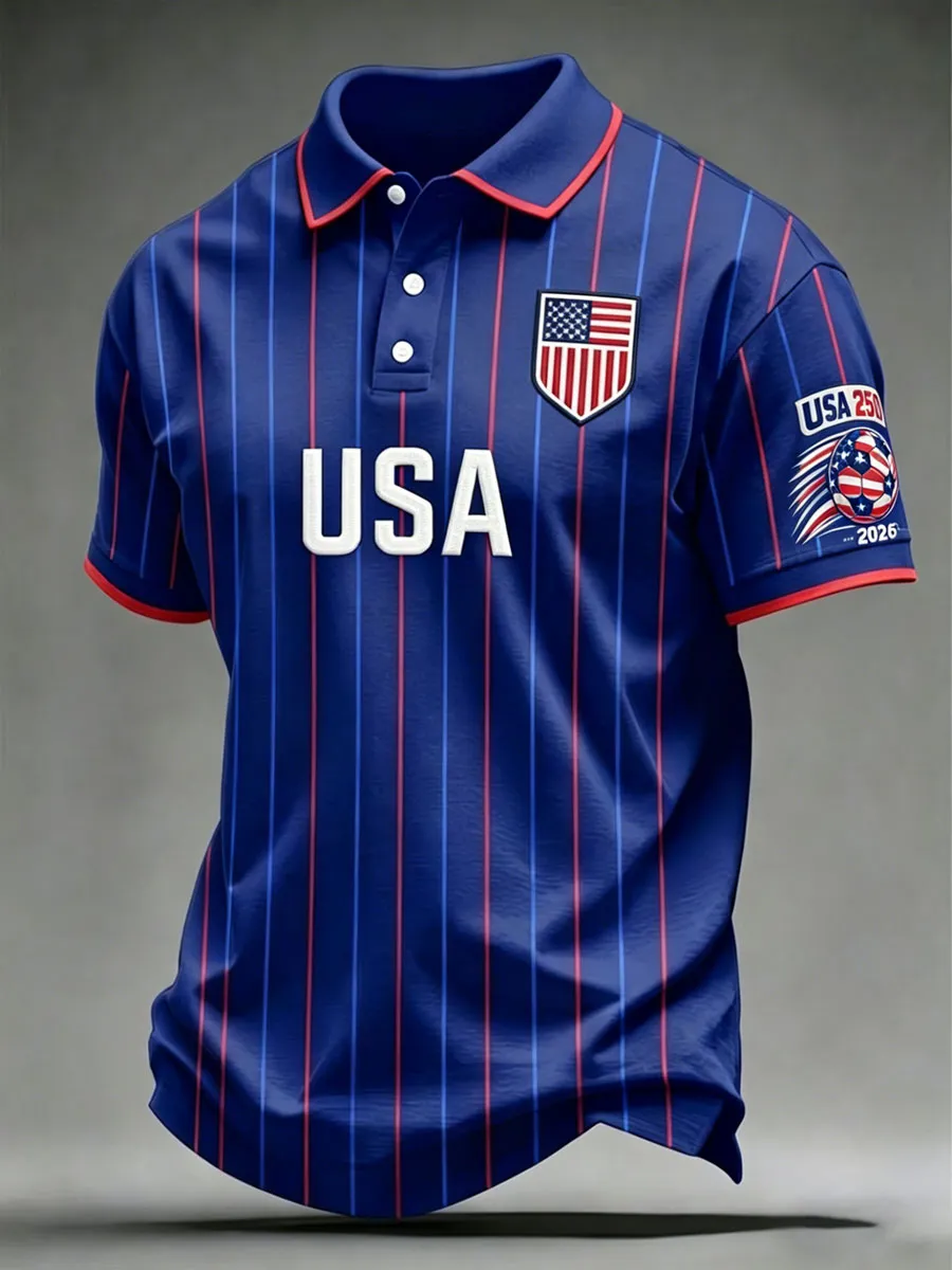 2026 World Cup-Men'S USA Football Lover Art Printed Polo Shirt