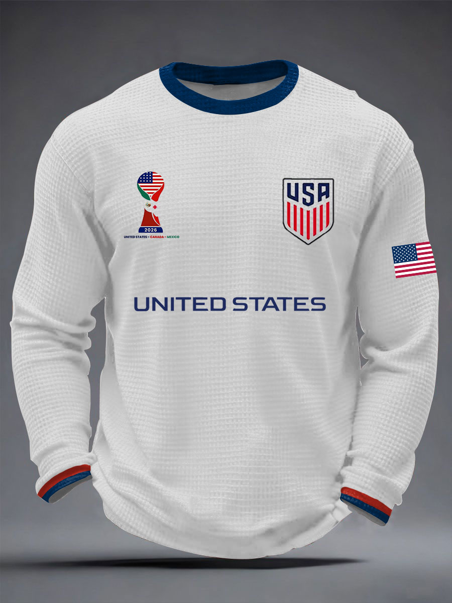 2026 World Cup-Men's USA Soccer Waffle Long Sleeve T-Shirt