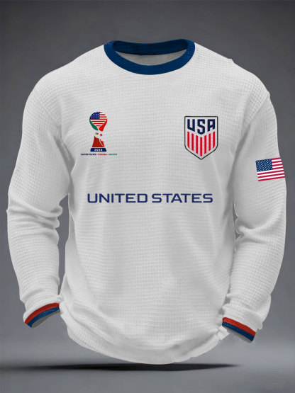 2026 World Cup-Men's USA Soccer Waffle Long Sleeve T-Shirt