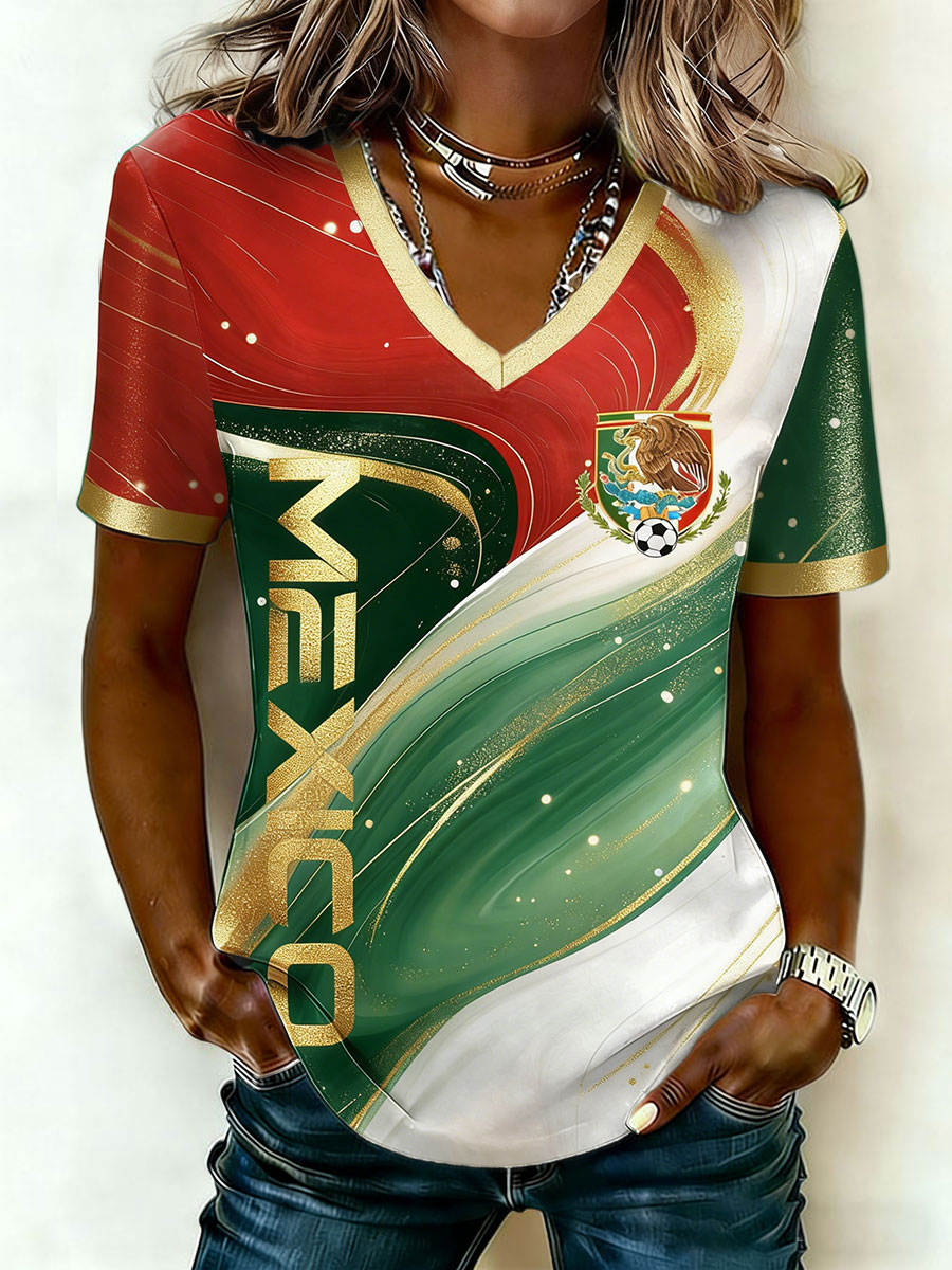 2026 World Cup-Women's Mexico Football Lover Printed T-shirt