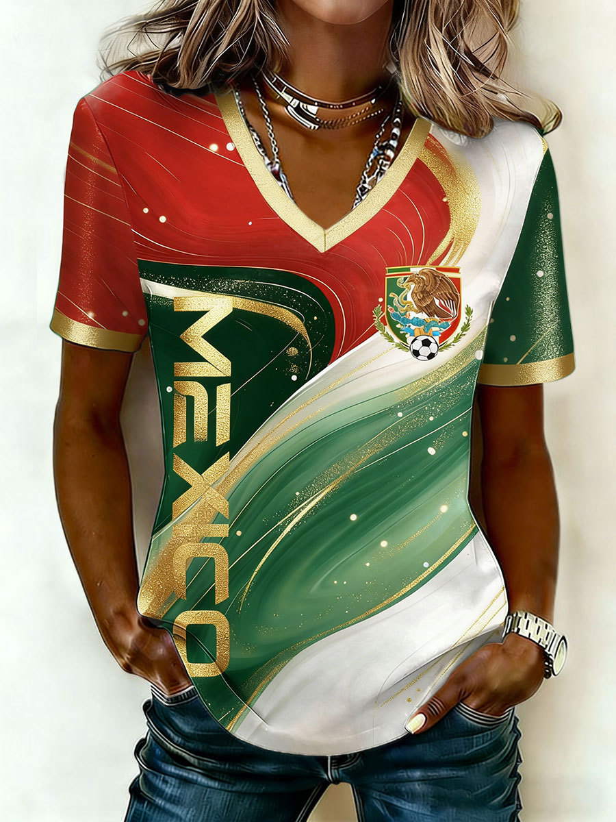 2026 World Cup-Women's Mexico Football Lover Printed T-shirt