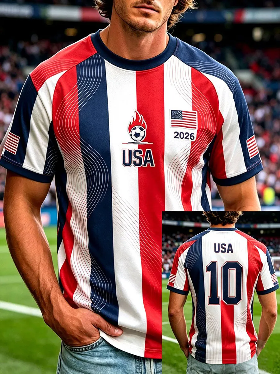 2026 World Cup-Men'S USA Football Lover Art Printed Polo Shirt
