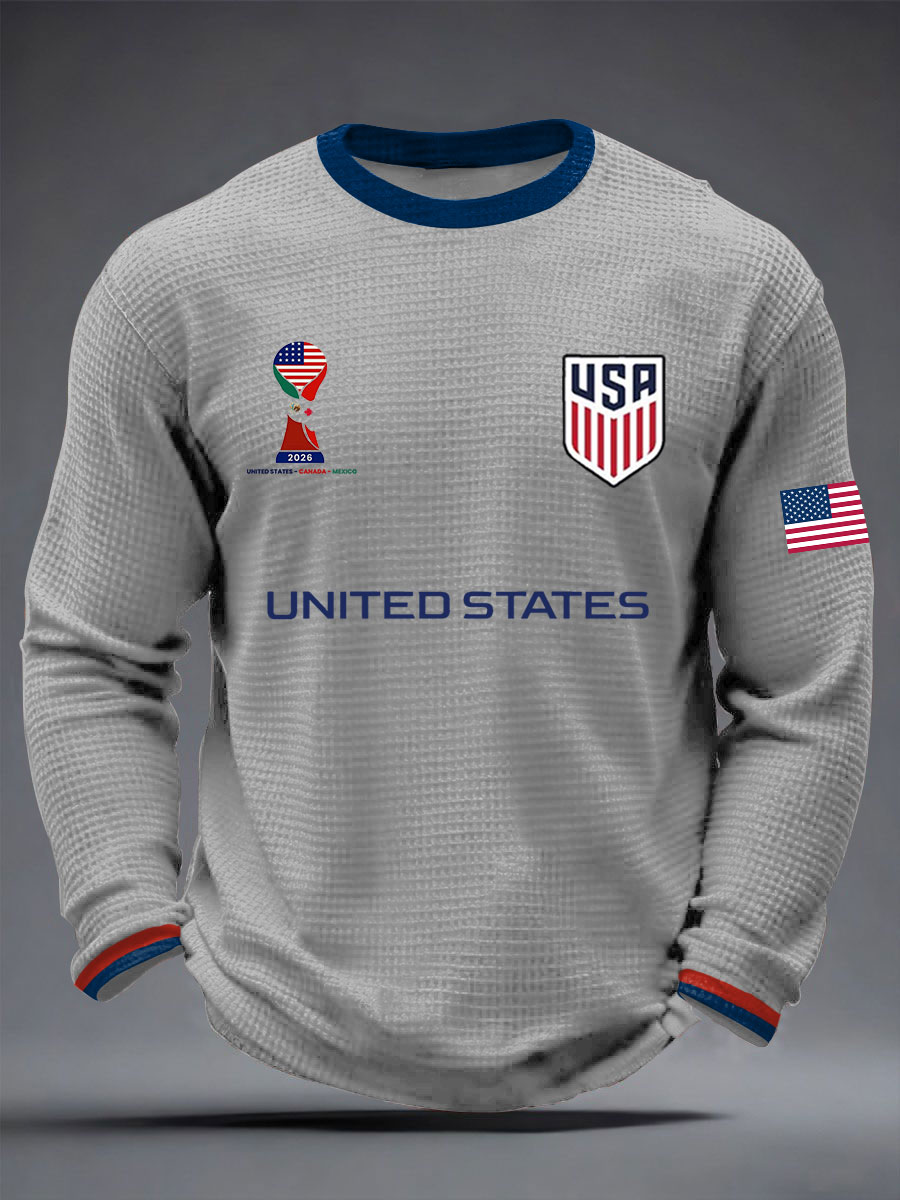 2026 World Cup-Men's USA Soccer Waffle Long Sleeve T-Shirt