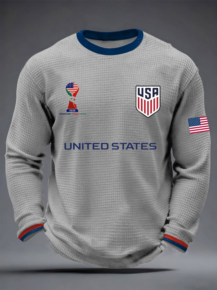 2026 World Cup-Men's USA Soccer Waffle Long Sleeve T-Shirt