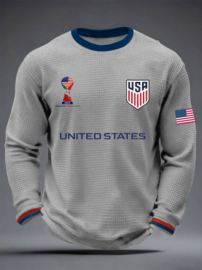 2026 World Cup-Men's USA Soccer Waffle Long Sleeve T-Shirt