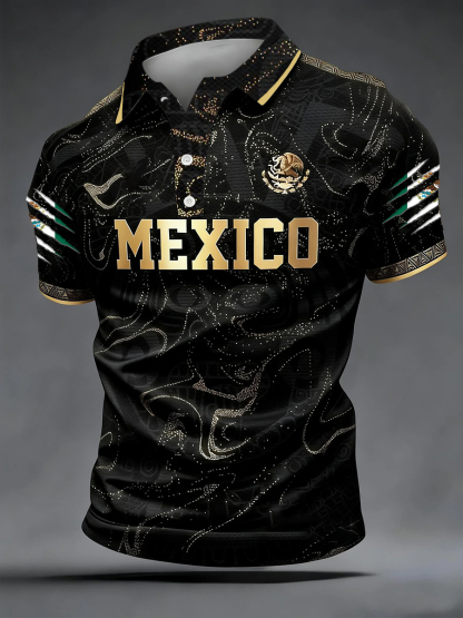 2026 World Cup-Men's Mexican Soccer Print Casual Polo