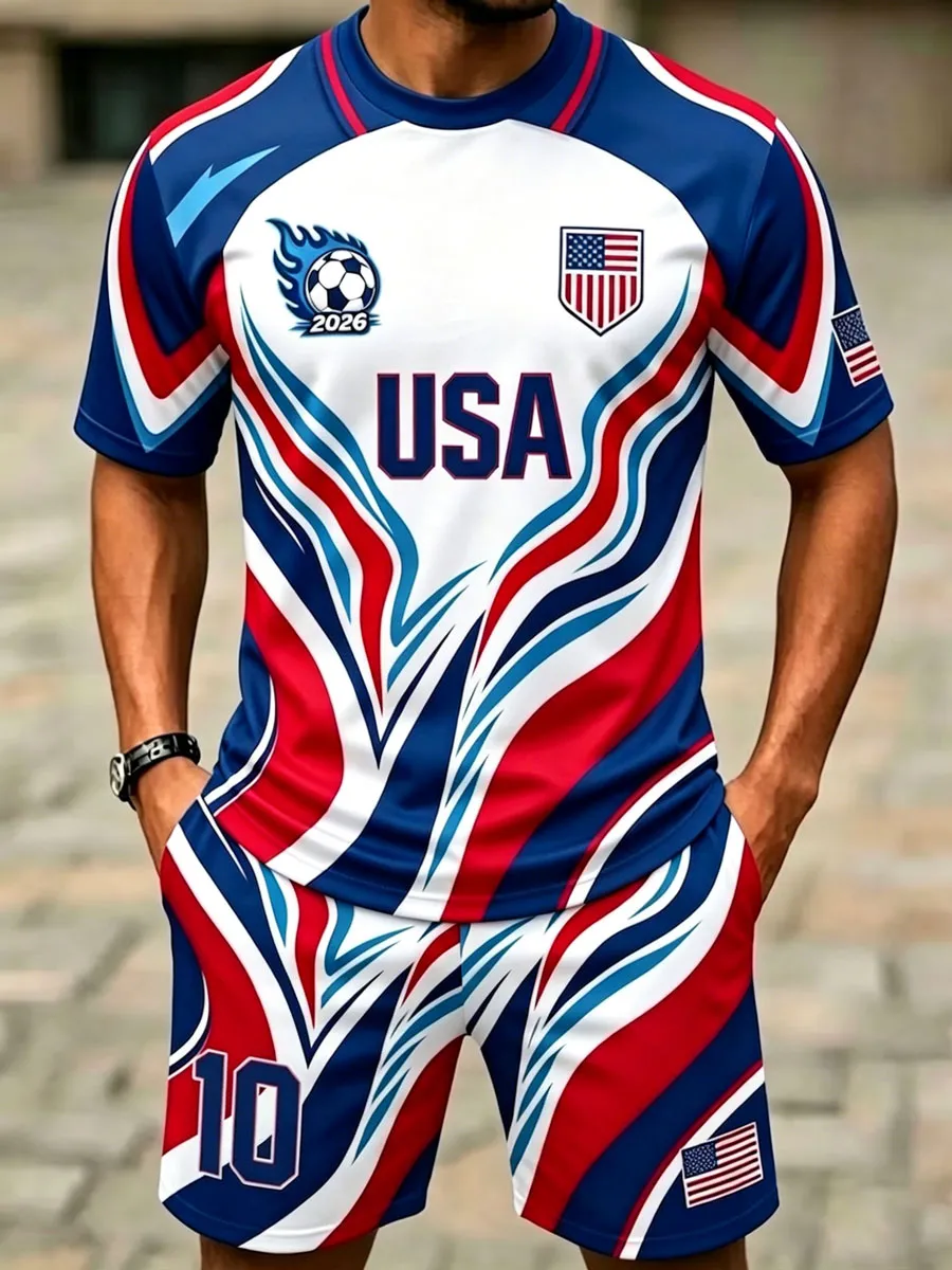 2026 World Cup-Men'S American Football Fan Art Print Suit