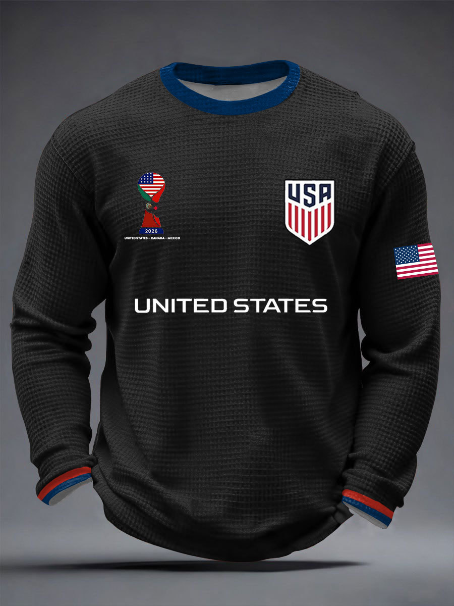 2026 World Cup-Men's USA Soccer Waffle Long Sleeve T-Shirt