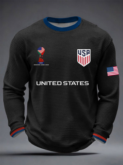 2026 World Cup-Men's USA Soccer Waffle Long Sleeve T-Shirt