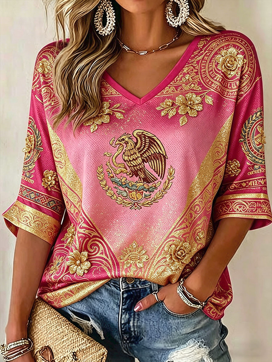 2026 World Cup-Women's Mexico Football Lover Art Printed T-shirt