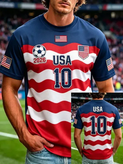 2026 World Cup-Men'S USA Football Lover Art Printed Polo Shirt