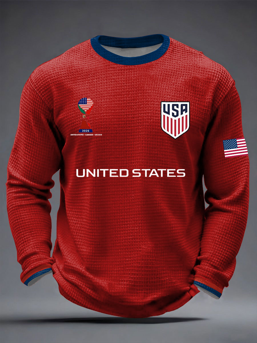 2026 World Cup-Men's USA Soccer Waffle Long Sleeve T-Shirt
