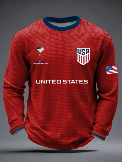 2026 World Cup-Men's USA Soccer Waffle Long Sleeve T-Shirt