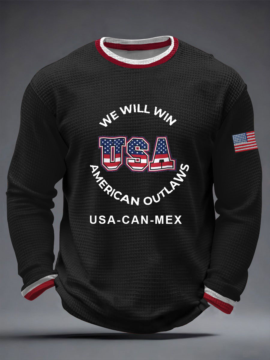 2026 World Cup-Men's USA Soccer Waffle Long Sleeve T-Shirt