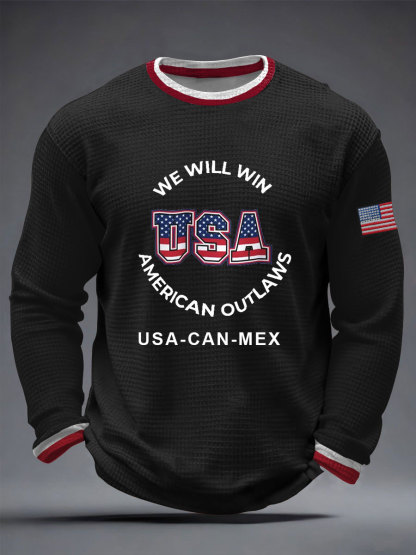2026 World Cup-Men's USA Soccer Waffle Long Sleeve T-Shirt