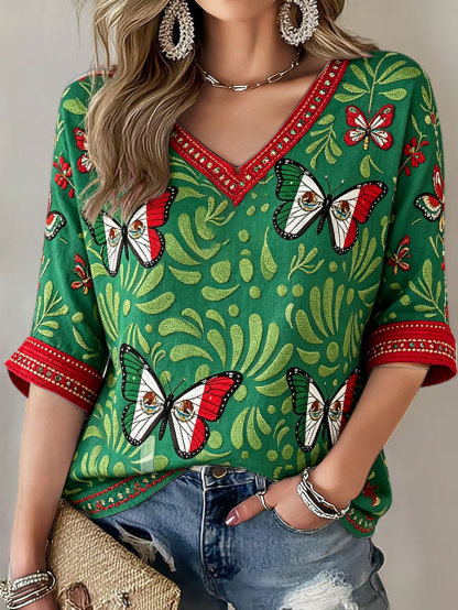 2026 World Cup-Women's Mexico Sports Lover Art Printed Linen T-shirt