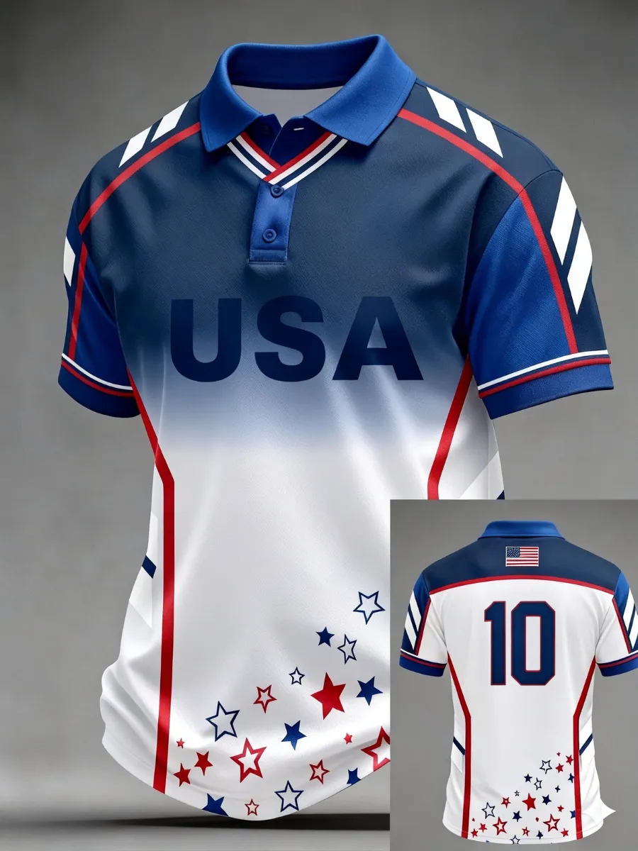 2026 World Cup-Men's USA Football Lover Art Printed Polo Shirt