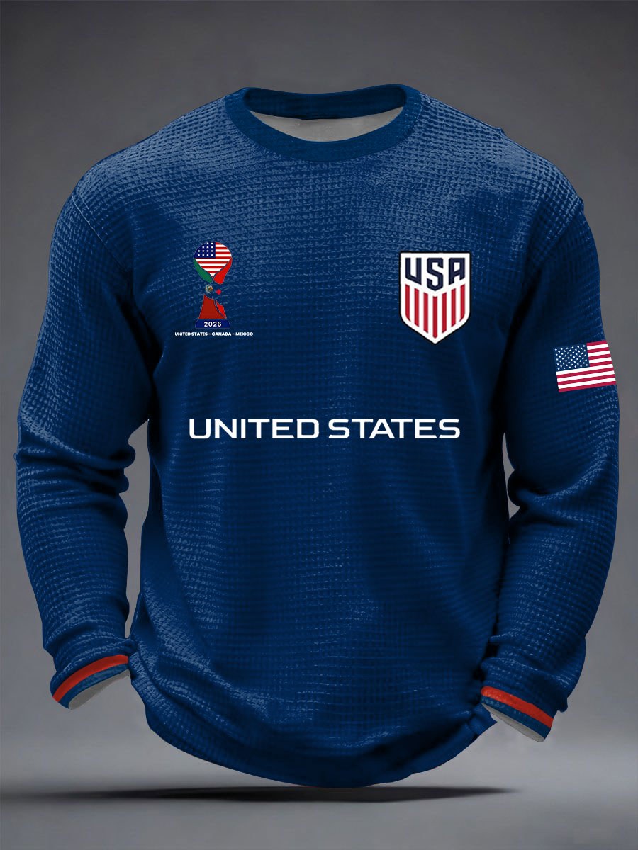 2026 World Cup-Men's USA Soccer Waffle Long Sleeve T-Shirt